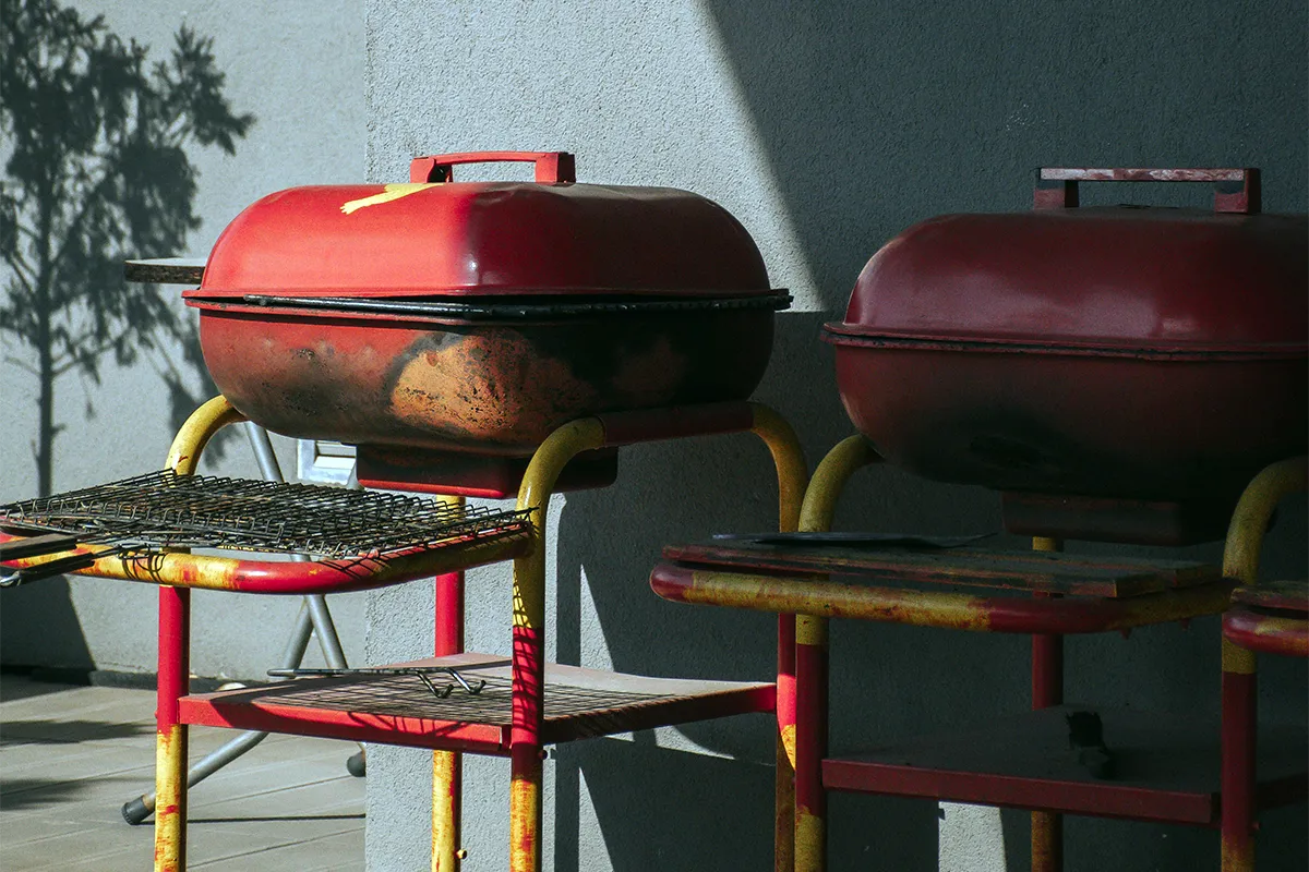 two old bbq grill at home